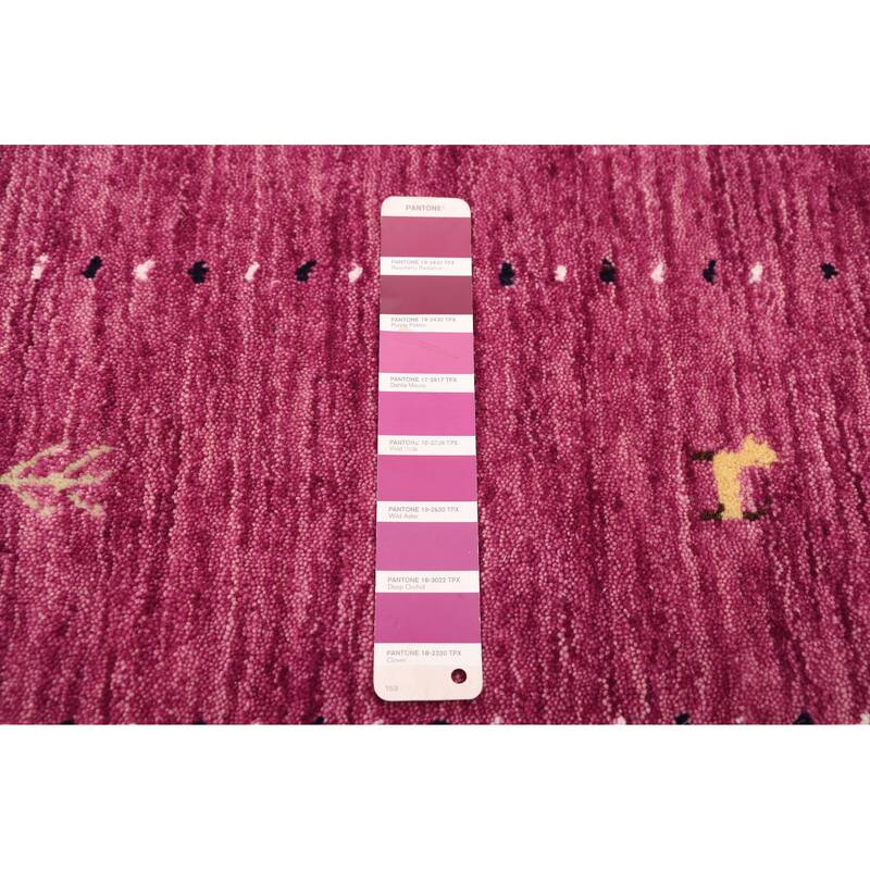 ECARPETGALLERY Hand Loomed Kashkuli Gabbeh Dark Magenta Wool Rug - 5'0 x 7'9