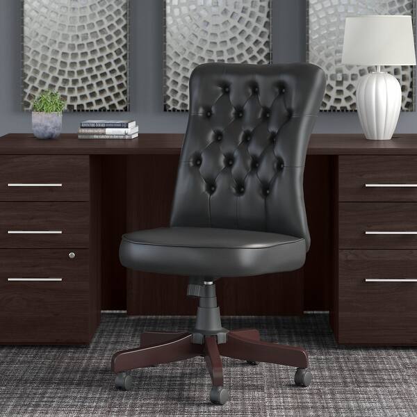slide 15 of 57, Salinas High Back Tufted Office Chair by Bush Furniture Black Leather