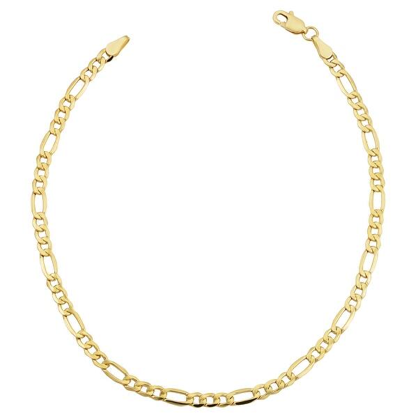 10k Yellow Gold 3 5 Millimeter Figaro Bracelet 7 5 8 5 Inches Overstock 7856692