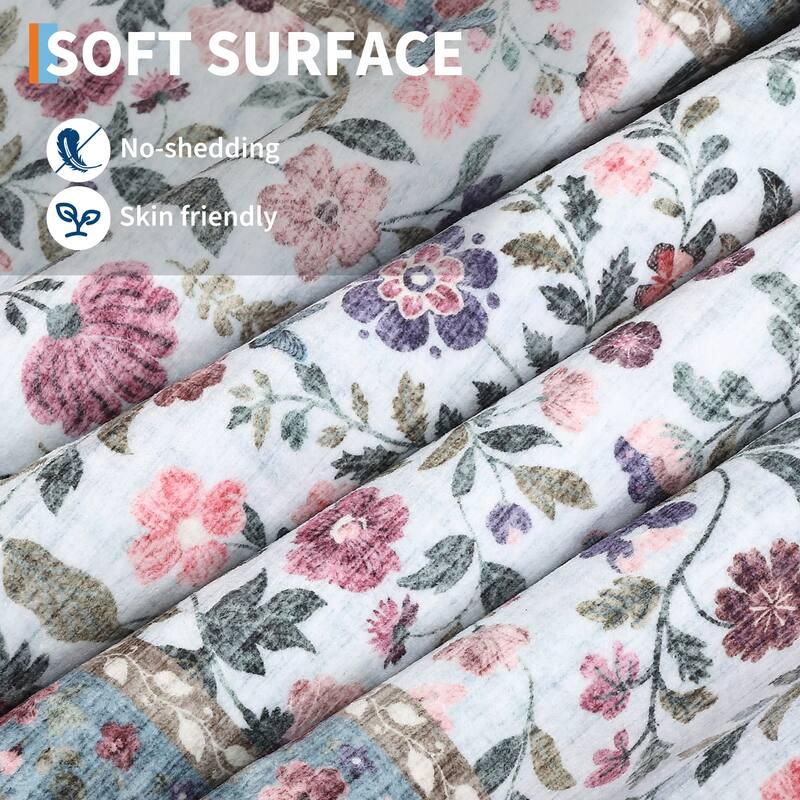 Garvee Farmhouse Distressed Floral Vine Area Rug