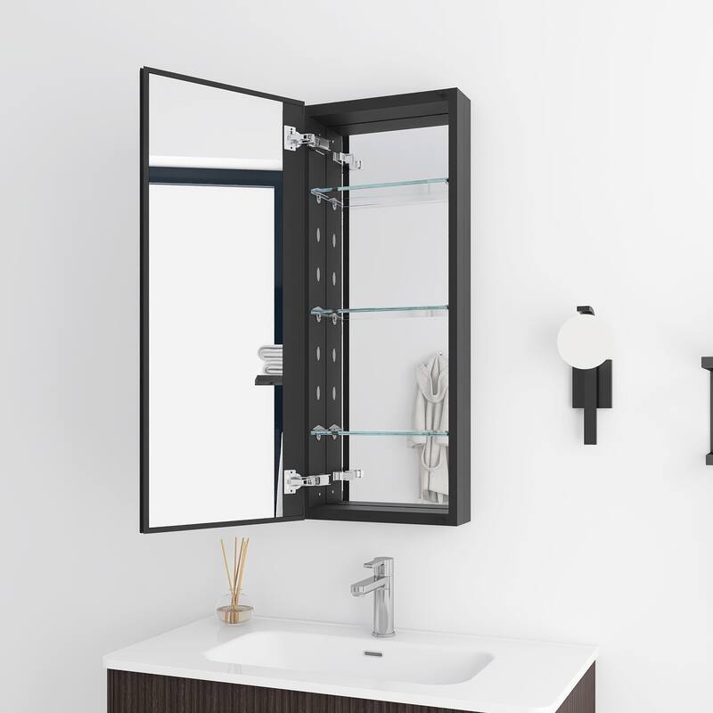 Rectangular Aluminum Medicine Cabinet with Mirror