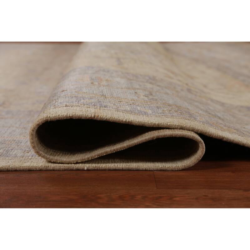 Hand Knotted Oriental 100% Wool Carpet Transitional All-Over Beige & Ivories Oushak Area Rug - 11' 10'' X 8' 5''