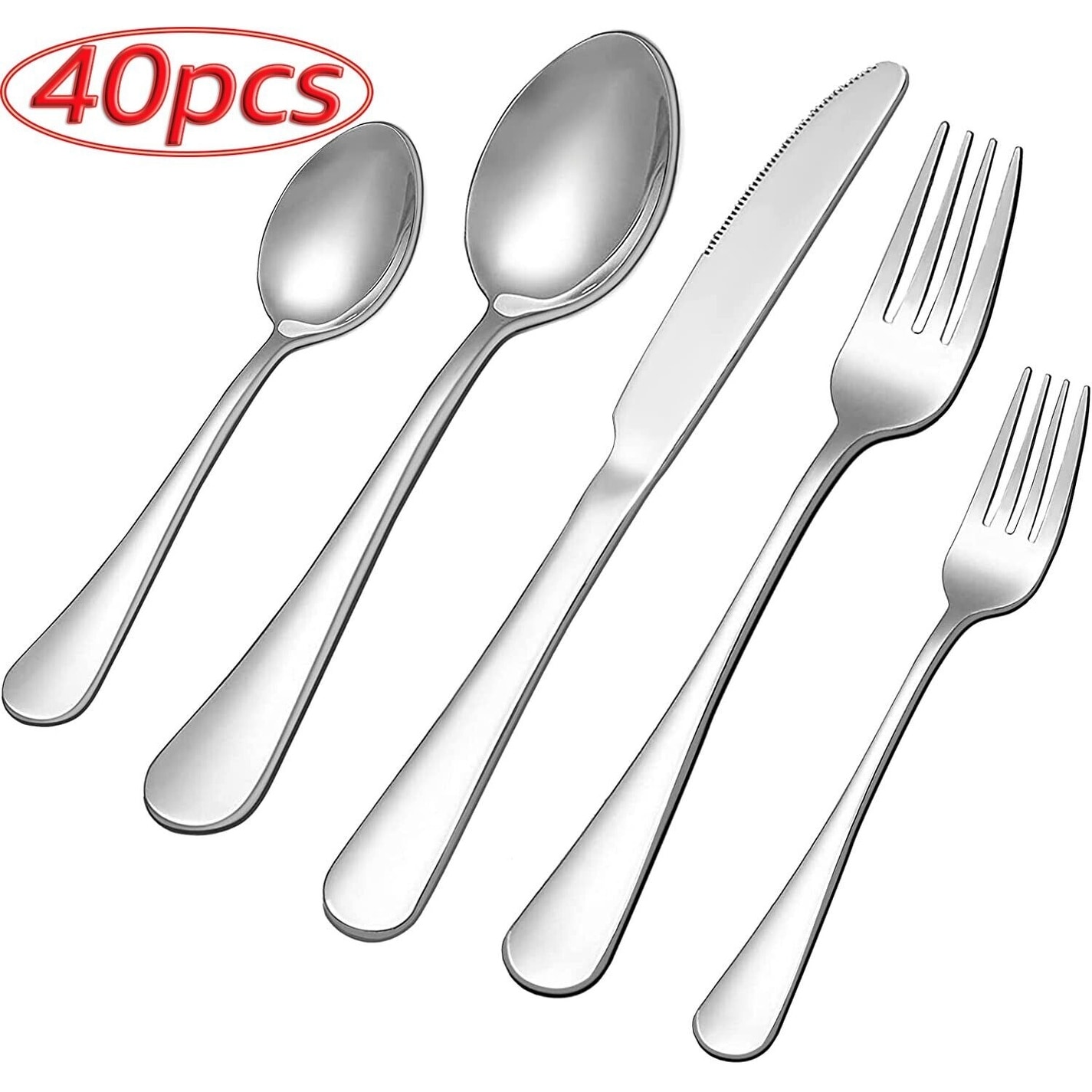 40pcs Premium Stainless Steel Flatware Set - 8' x 10'
