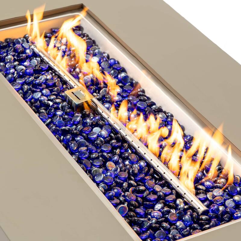 48'' Outdoor 50,000 BTU Iron Propane Fire Pit Table with Burner Lid