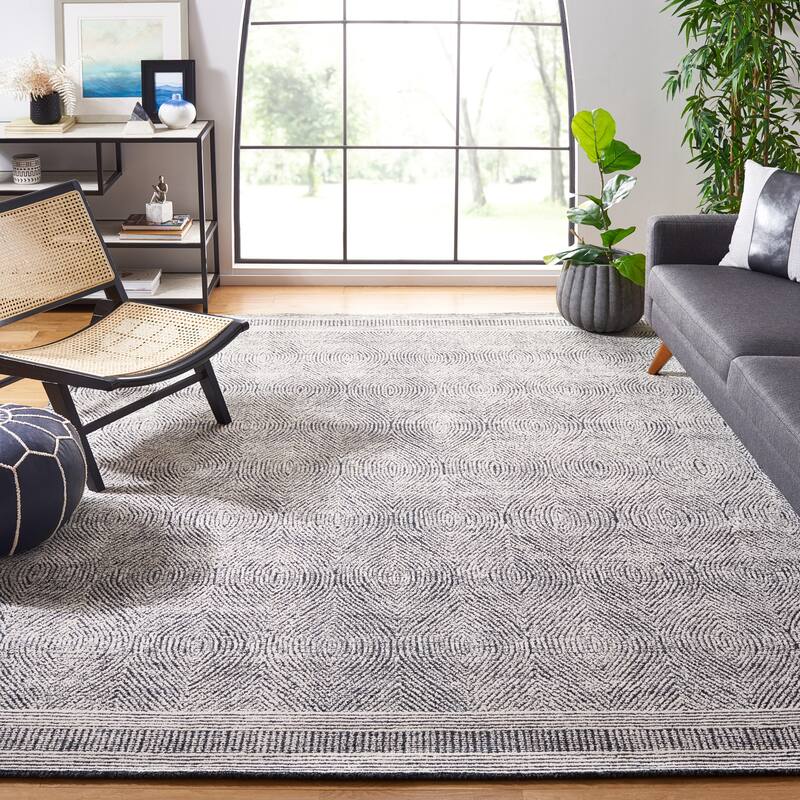 SAFAVIEH Handmade Abstract Leonide Modern Wool Rug - 11' x 15' - Ivory/Charcoal