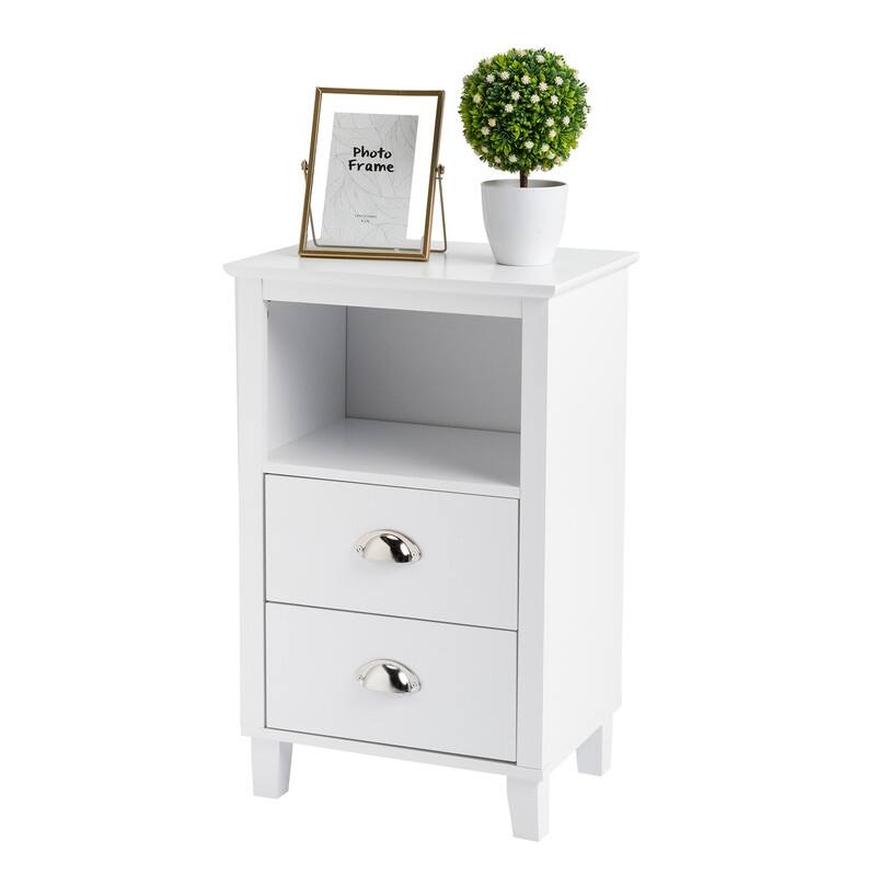 MDF Nightstand with Two Drawers