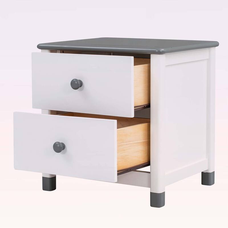 Cute and Sturdy Wooden Nightstand with Two Drawers