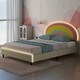 preview thumbnail 2 of 17, Twin Size Platform Bed with Rainbow Shaped Headboard and LED Light Strips