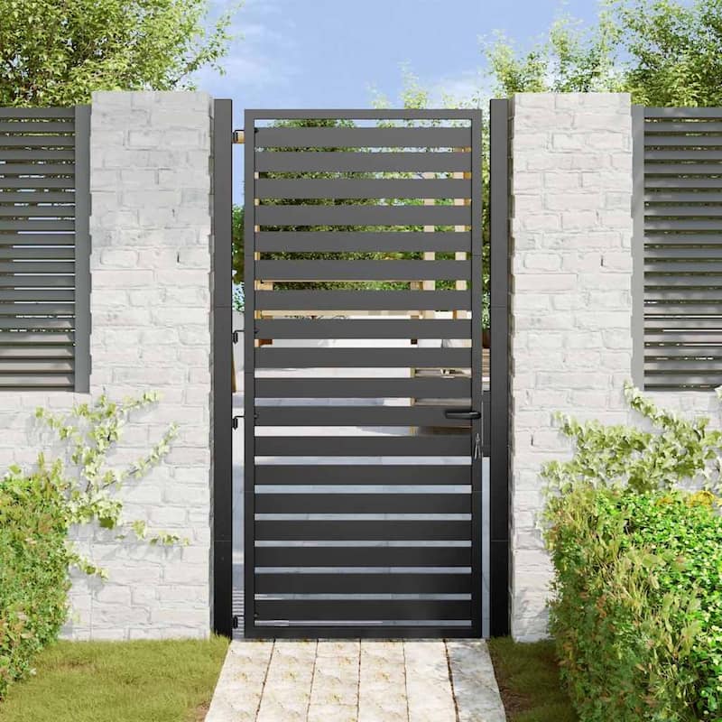 vidaXL Patio Gate Lockable Black 39.4x47.2" Aluminium