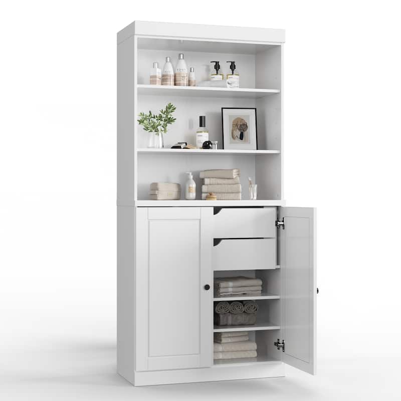 100% Solid Wood 32" Bathroom Cabinet with Optional Doors, 2-Drawers by Palace Imports