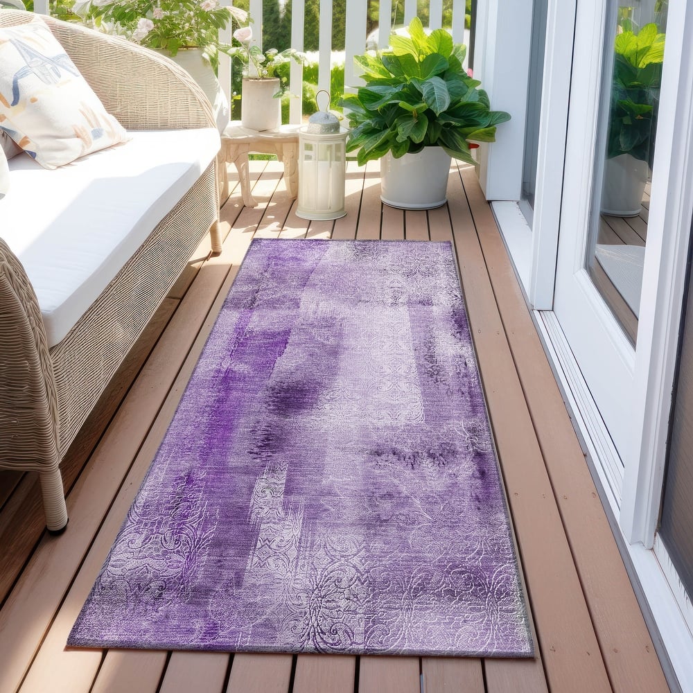 Machine Washable Indoor/ Outdoor Modern Imprints Chantille Rug