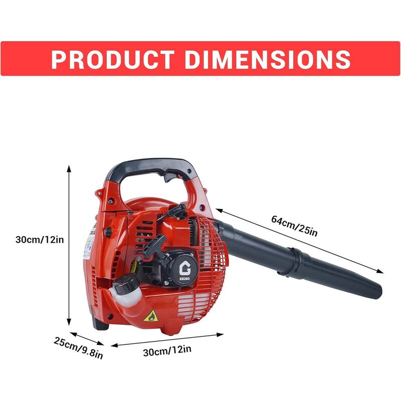 28CC Handheld Gas Leaf Blower,Powerful Lightweight Gas Blower,1.1HP 490 CFM,280 MPH Cruise Control
