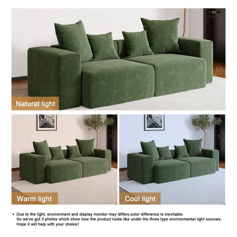 Oversized Corduroy Upholstery Modular Sofa No Assembly