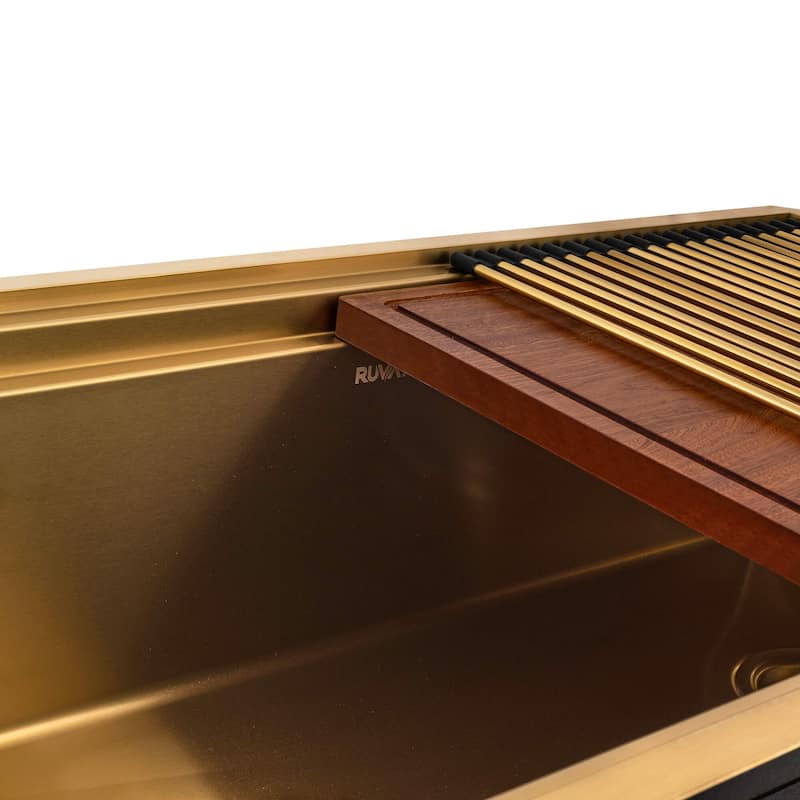 Ruvati 33-inch Matte Gold Stainless Steel Workstation Undermount Kitchen Sink - RVH6222GG