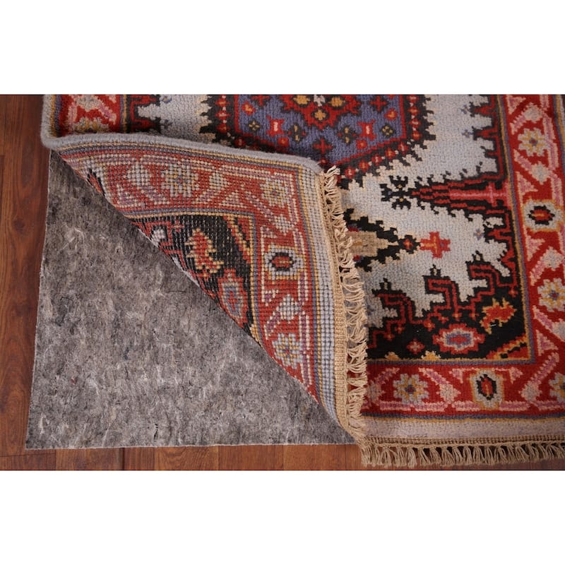 Light Blue Geometric Viss Oriental Runner Rug Handmade Wool Carpet - 2'6"x 10'0"