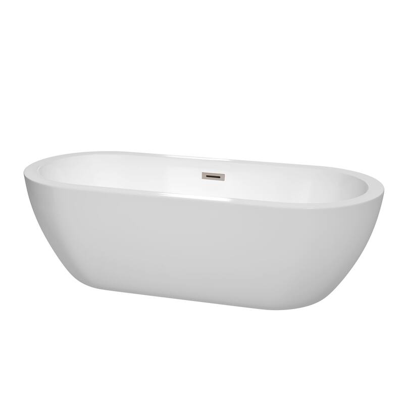 Wyndham Collection Soho 72" Free Standing Acrylic Soaking Tub with - White / Brushed Nickel Trim