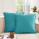 preview thumbnail 21 of 19, Deconovo Set of 4 Velvet Pom-Pom Pillow Covers Multiple Sizes 12x20 Inch - Teal