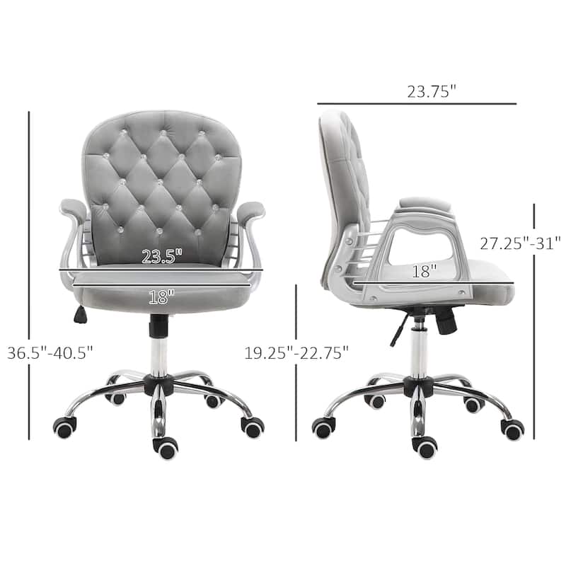 Vinsetto Vanity Middle Back Office Chair Tufted Backrest Swivel Rolling Wheels Task Chair with Height Adjustable Armrests