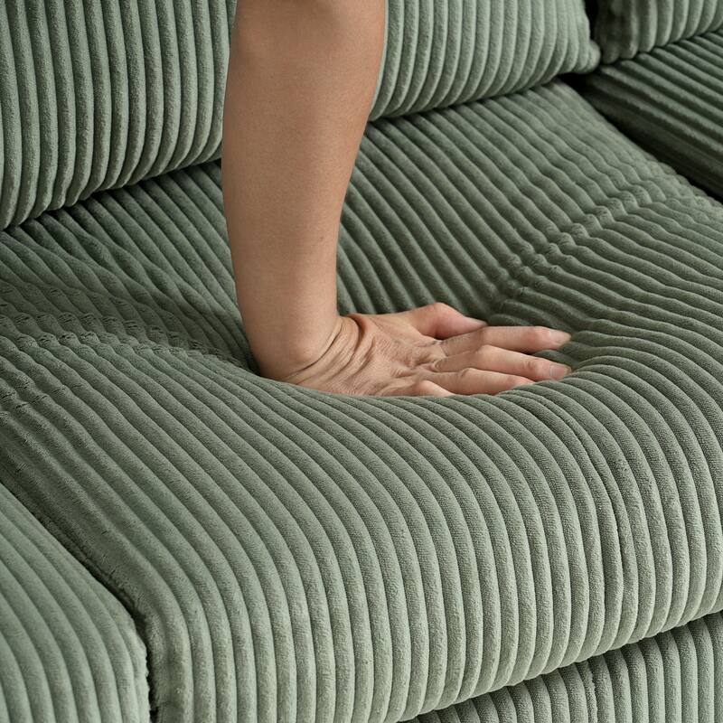 Roomfitters L-Shaped Sectional Sofa with Padded Corduroy, Modern Multi-Functional Design for Living Room