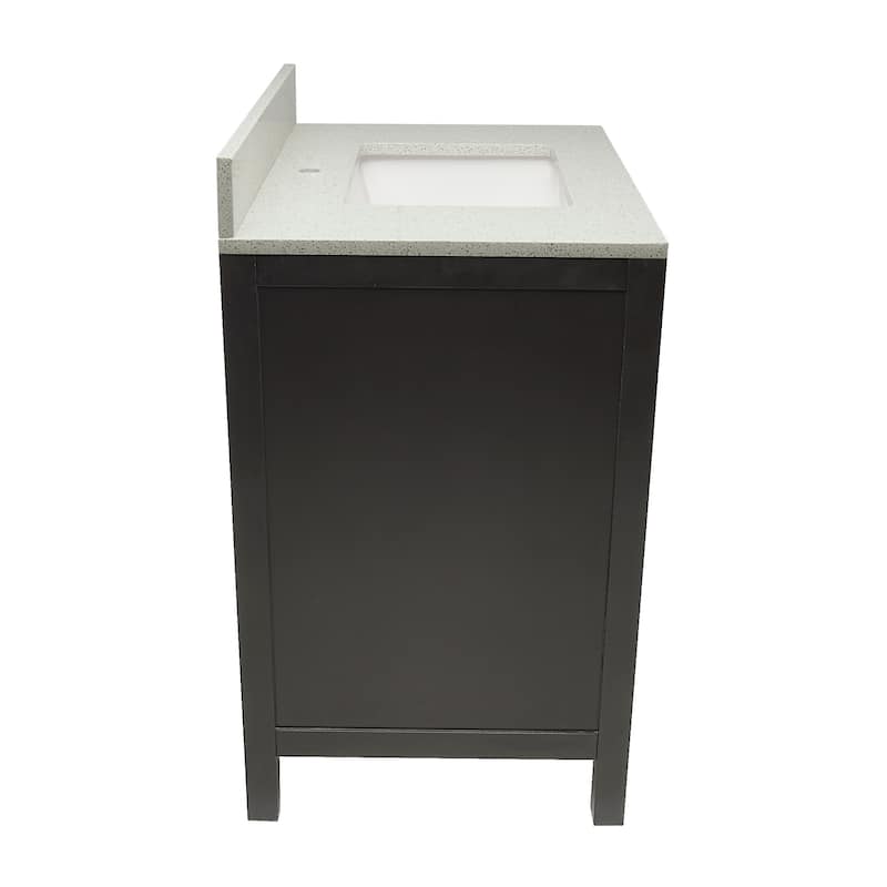 Nevado 31" Bathroom Vanity in Espresso with Quartz Stone Vanity Top Sink w/ Backsplash in Galaxy White Single Hole
