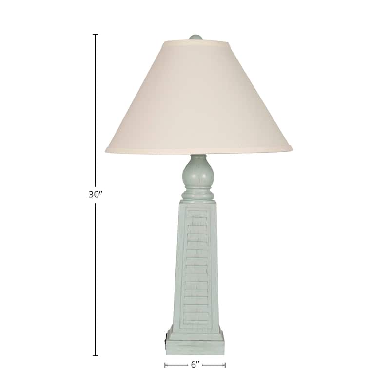30" Shutter USB Polyresin Table Lamp, Light Blue (Set of 2) - N/A