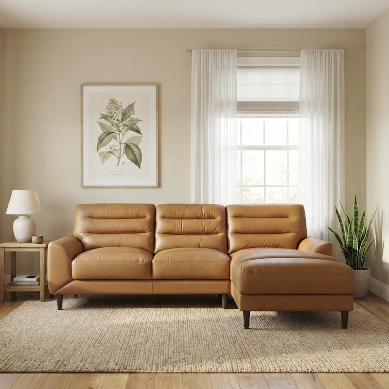 Chandler Genuine Leather Sectional Sofa with Padded Arms