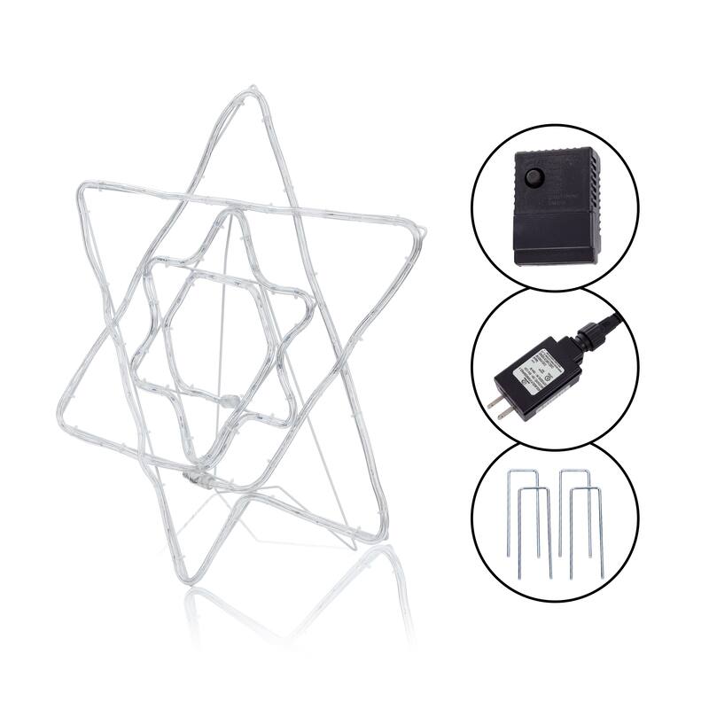 Alpine Corporation Hanukkah Decoration with Blue and White LED Lights