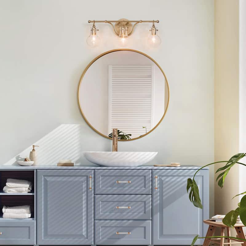 Carson Carrington Modern 2/3/4-Light Gold Bathroom Vanity Lights Glass Wall Sconces