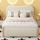 preview thumbnail 1 of 8, Full Size Upholstered Platform Bed with Wood Supporting Feet, Beige Beige - Full
