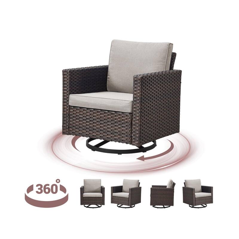 Gymojoy PE Wicker Sofa Rocking Chair Ottoman Set of 9 Weather-resistance