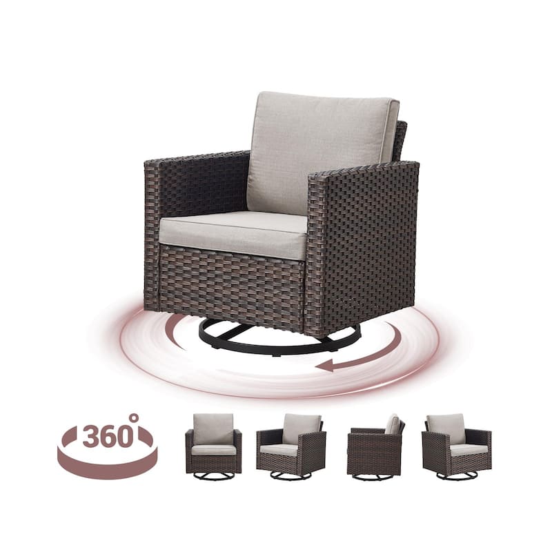 Gymojoy Patio Wicker Rocking Glider Chair with Cushion - Brown - Beige