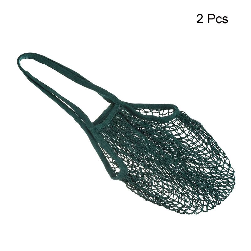 Cotton Mesh Bag, 15x12.2" Long Handle Mesh Net Grocery Bags 2 Pcs