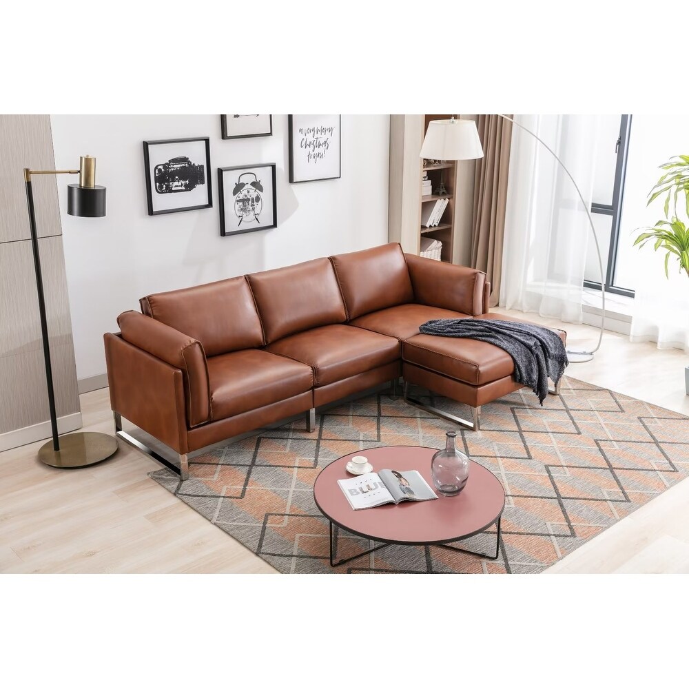 Ac pacific nicole reclining leather upholstered sales sectional sofa