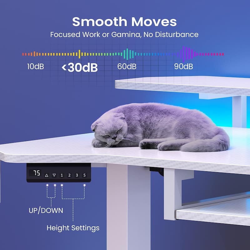 55" Standing Gaming Desk Long Computer Desk Power Strip Keyboard Tray