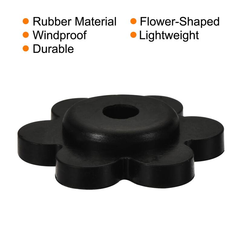Flower Shape Rubber Stoppers for Garden Flag Stand Poles Black 15 Pack