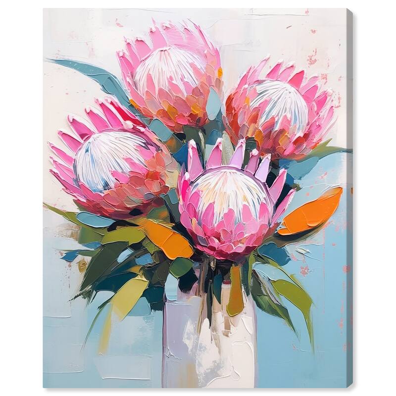 Wynwood Studio Canvas Floral and Botanical Open flowers Pink and Cabin & Lodge Wall Art Canvas Print