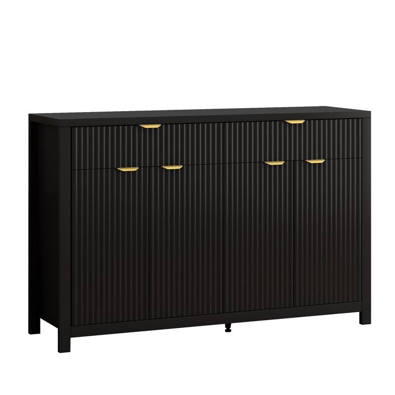 55.1" Modern Sideboard Cabinet with Adjustable Shelves and Aluminum Handles for Stylish Home Storage Solutions