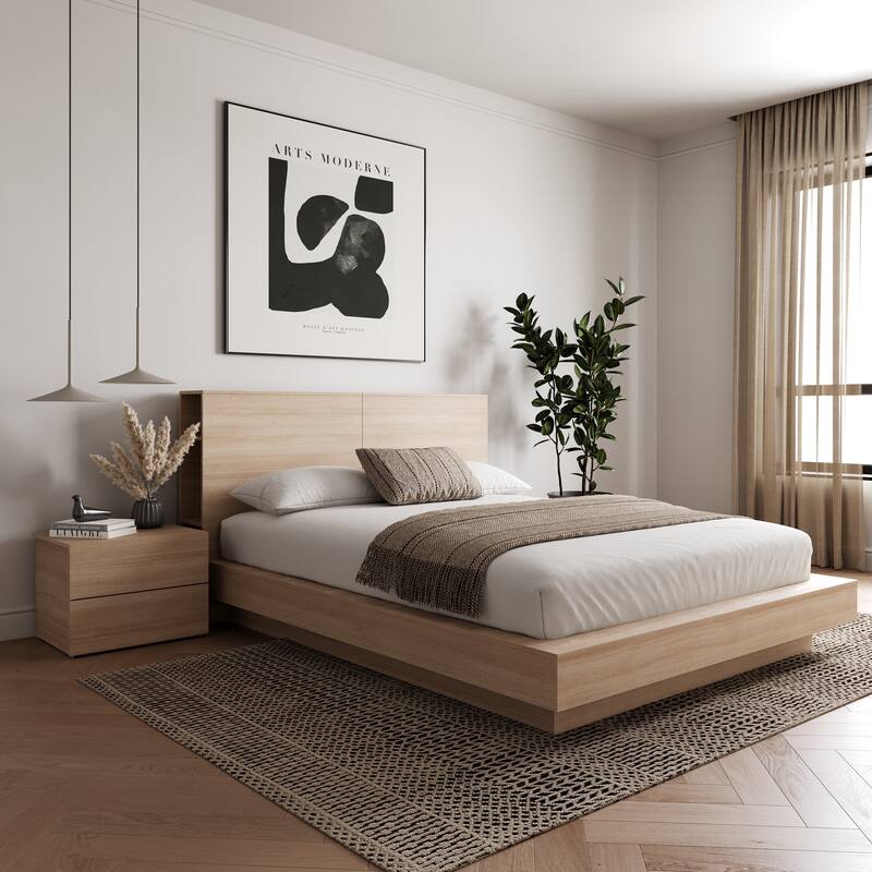 Marconi 3-Piece Platform Bed Set with Bed, Headboard, and Nightstand