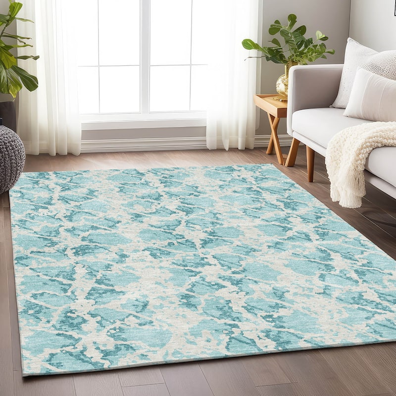 Premium Washable Super Soft Abstract Fusion Mayfield Rug - Teal - 9' x 12'