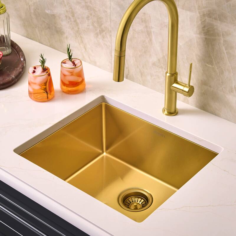 Ruvati 21-inch Matte Gold Stainless Steel Undermount Bar Prep Kitchen Sink 16 Gauge - RVH7121GG