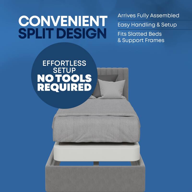 Onetan 4-Inch Wooden Box Spring, Low Profile Split Bed Foundation Ideal for Mattress, No Assembly Needed, White & black.