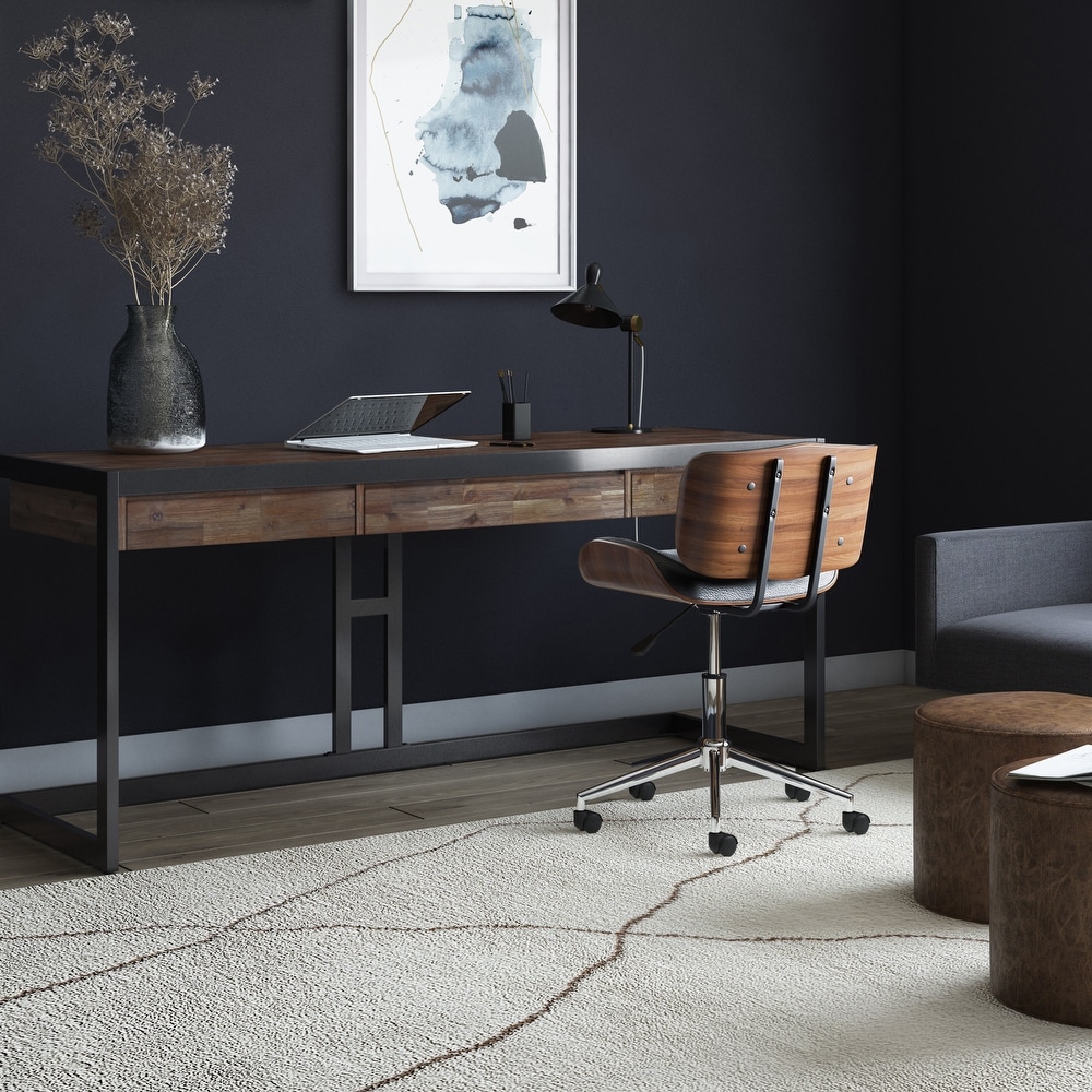 Wyndenhall cecilia solid acacia wood modern industrial 60 inch discount wide writing office desk
