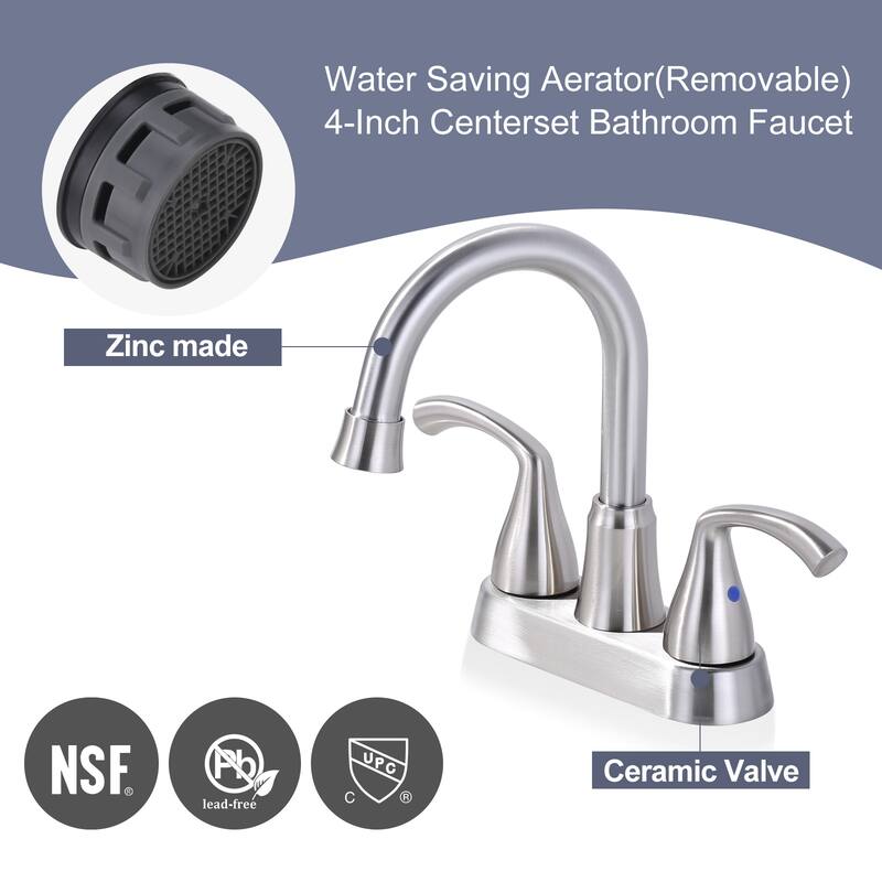 WOWOW 4 in. Centerset 2-Handles Deck Mount Bathroom Faucet