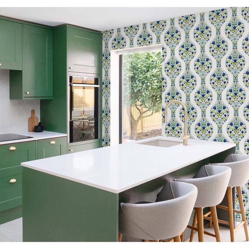 NextWall Floral Ogee Peel and Stick Wallpaper