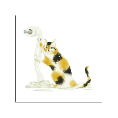 Calico Cat And Toilet Fine Art byAlexey Dmitrievich Shmyrov - Multi