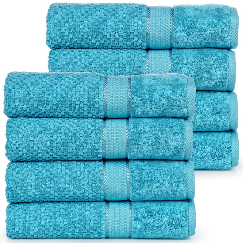 Bathroom Hand Towels Popcorn Textured-18 X 28 Inch by Ample Decor - 8 Pcs - Sky Blue