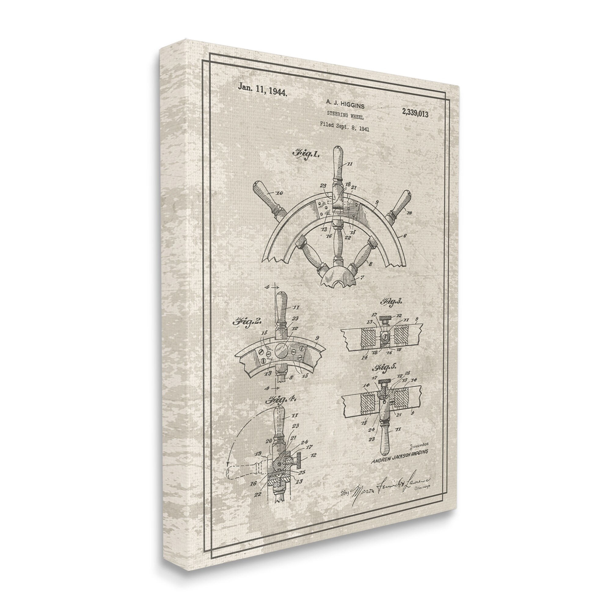 Stupell Industries Vintage Ship Steering Wheel Diagram Interior View Canvas Wall Art Brown Overstock 33281736