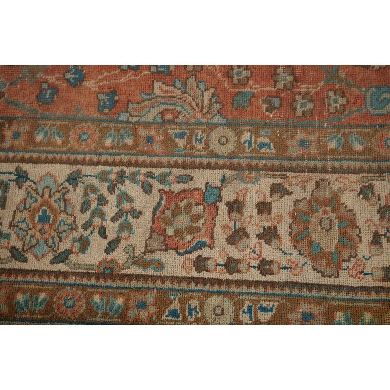 Distressed Tabriz Persian Vintage Rug Hand-Knotted Wool Carpet - 6'7" x 9'8"