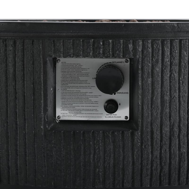 38.19" Propane Outdoor Fire Pit with Vertical Stripe Design, 50000 BTU Round Fire Pit Table with Steel Burner, Flame Control