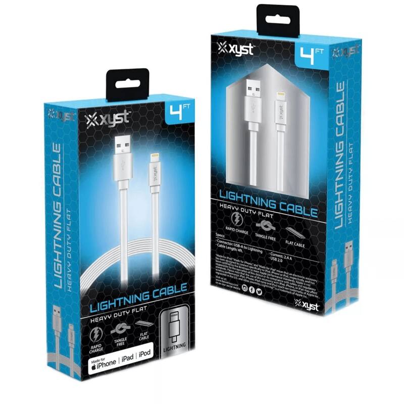 Xyst Charge and Sync USB to Lightning Flat Cable 4Ft